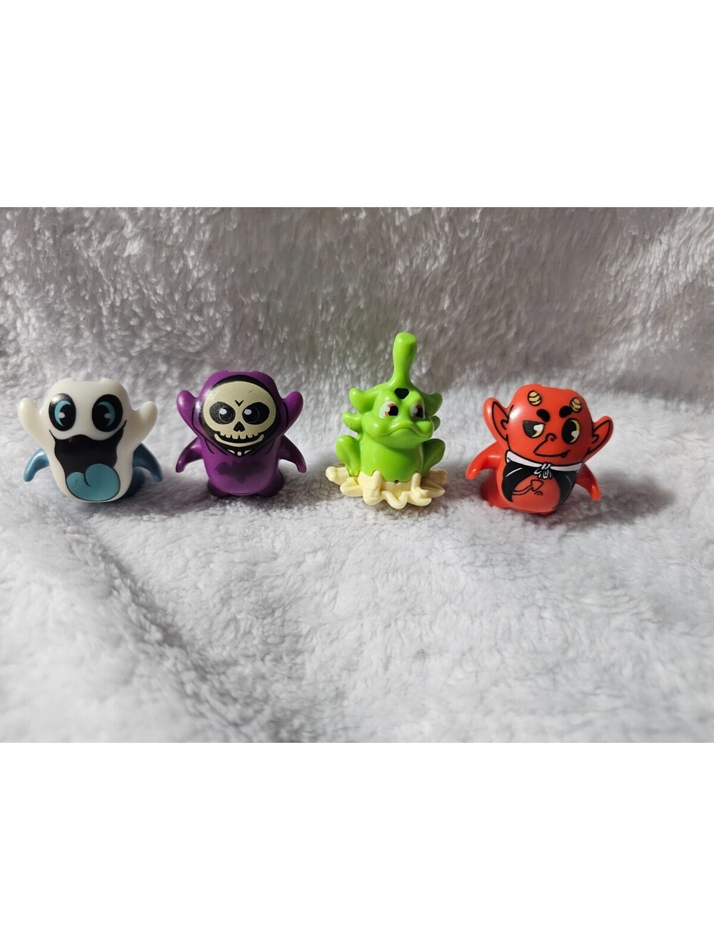 (4pc) Mixed Lot Kinder Suprise Eggs Figures Toys Halloween Ghost Devil Skeleton